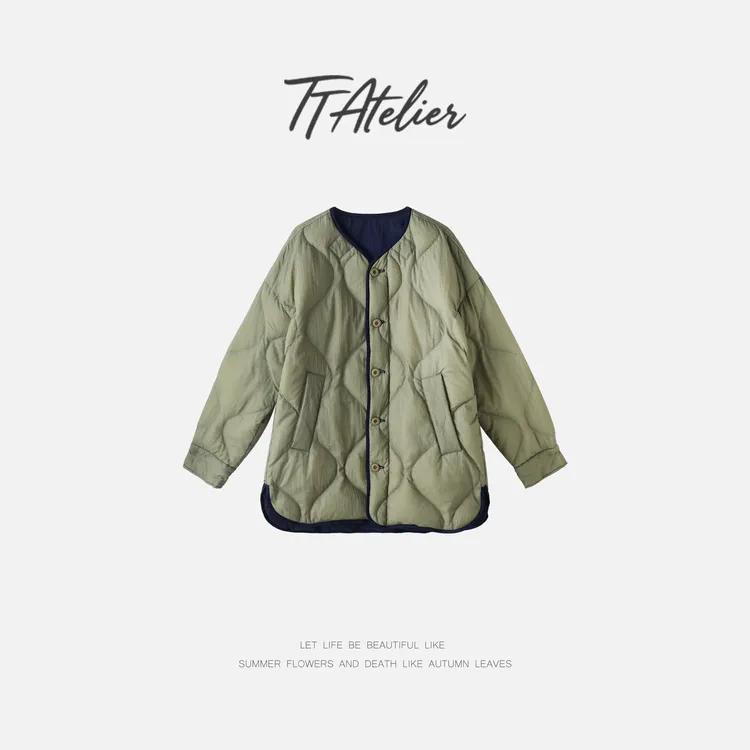 TT设计师【竹风清】秋冬两面穿时尚保暖白鹅绒羽绒服TT191239