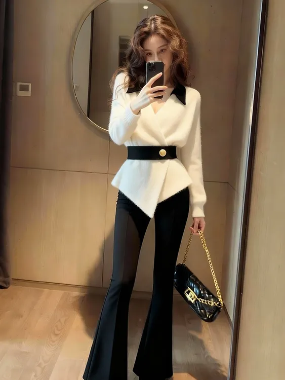 毛衣女款2025新款独特超好看气质名媛收腰小香风白色针织外套秋冬