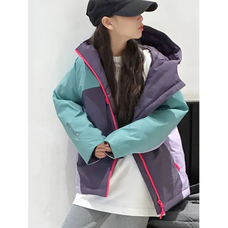 K30191孙小美高端90白鸭绒女童工装羽绒服秋冬装儿童连帽外套潮