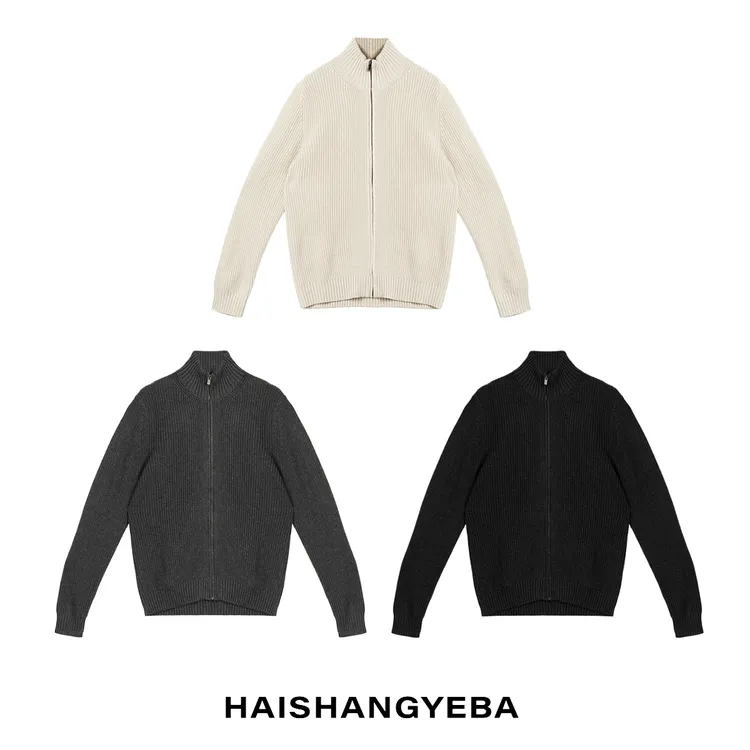 【海上叶爸】新款2025秋冬百搭羊毛男女同款拉链宽松厚款针织开衫