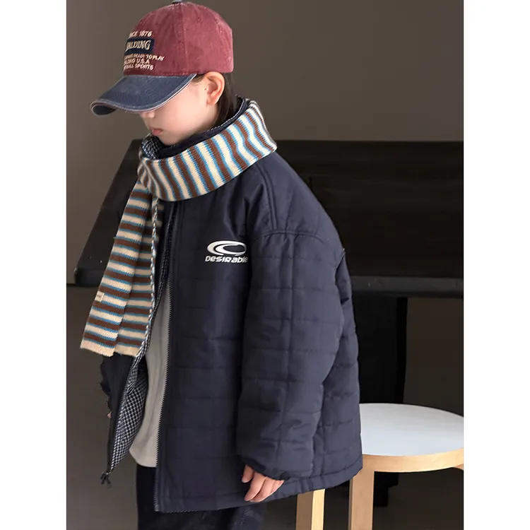 【现货】儿童棉衣外套男童加厚保暖上衣中大童双面穿棉服2025新款