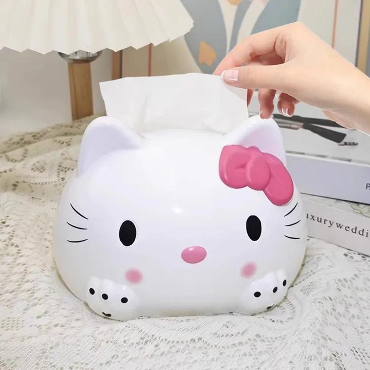 KT猫纸巾盒家用创意开心喵纸巾盒可爱桌面摆件简约少女心抽纸筒