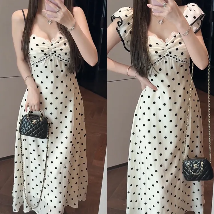 【mimius】&C游鹿鹿 法式甜美蕾丝拼接三穿连衣裙（含胸垫） G02327