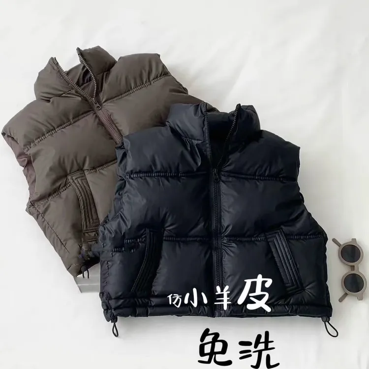 儿童马甲秋冬新款男女童中大童韩版加厚仿小羊皮背心洋气坎肩外穿