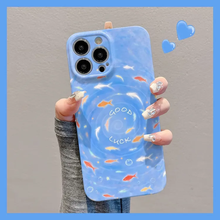 油画好运锦鲤适用苹果16手机壳华为创意vivo小米15个性oppo菲林壳