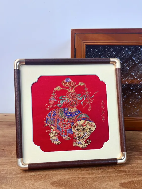 马年家装摆件装饰画高端艺术佳品 织锦神驹献宝 太平有象一帆风顺