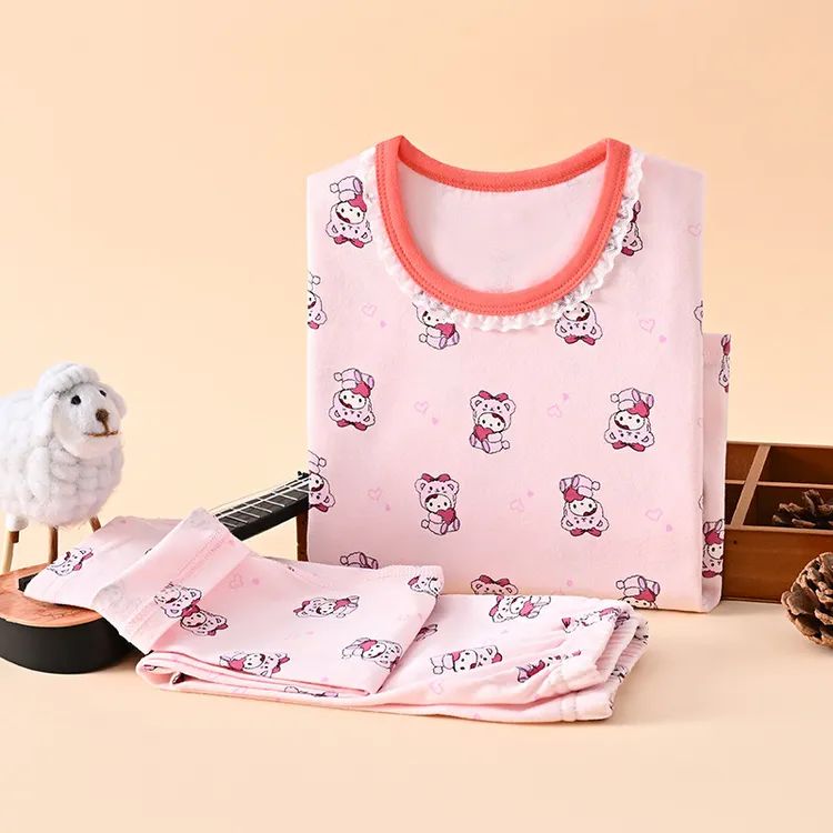 莱卡内衣春秋新款95纯棉无骨儿童秋衣秋裤打底童装睡衣家居服套装