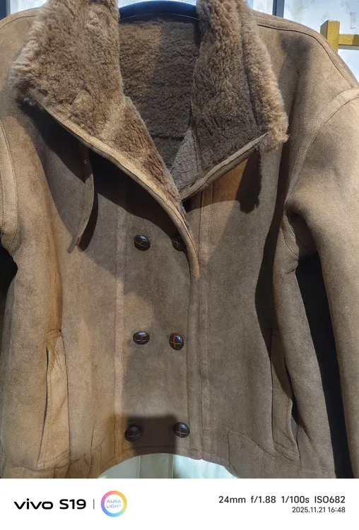 女装皮毛一体冬季双排扣绵颗粒外套