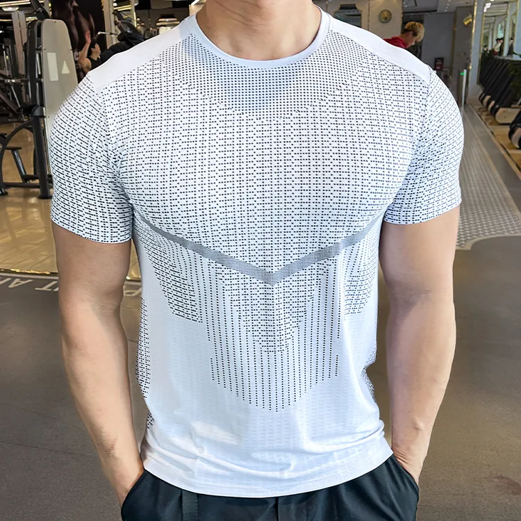新款春夏男士运动健身服紧身速干衣短袖T恤跑步训练高弹打底上衣