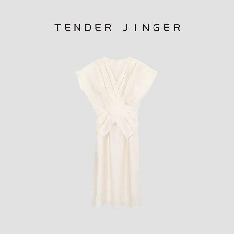 Tender Jinger蝴蝶交叉假两件连衣裙T52YLL30342 