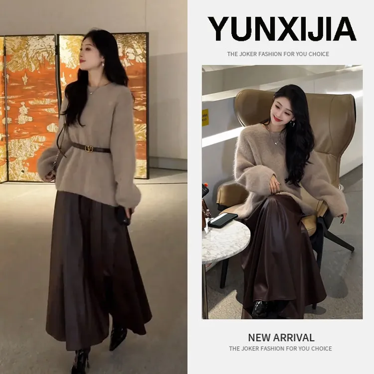 流行一整套2025秋冬季新款时尚洋气减龄韩版上衣半身裙两件套