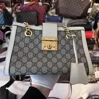 99新 GUCCI/古驰  白色老花padlock/龙龙在包展