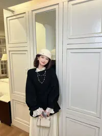 【芝士Cheese】迷醉时分  系带秋季女圆领宽松泡泡袖百搭外套+腰带