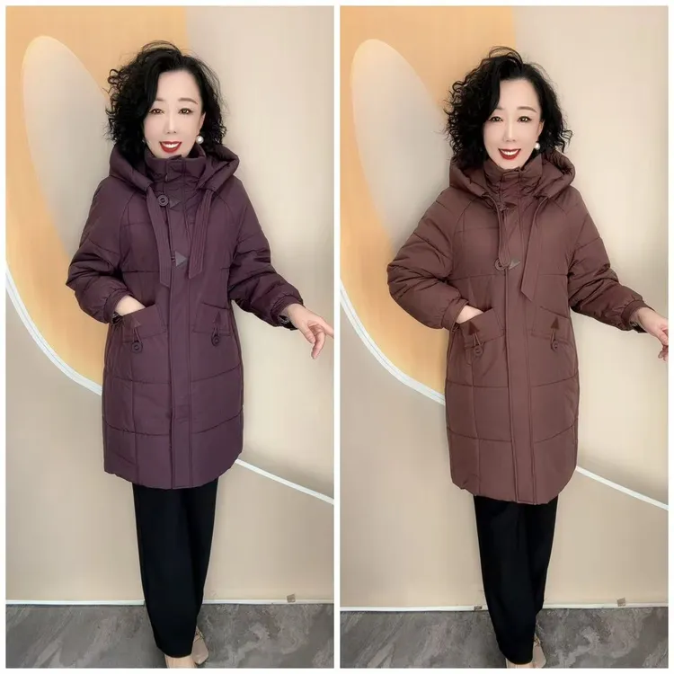 82509新款优雅妈妈洋气宽松大码厚棉服外套舒适保暖，94衣长