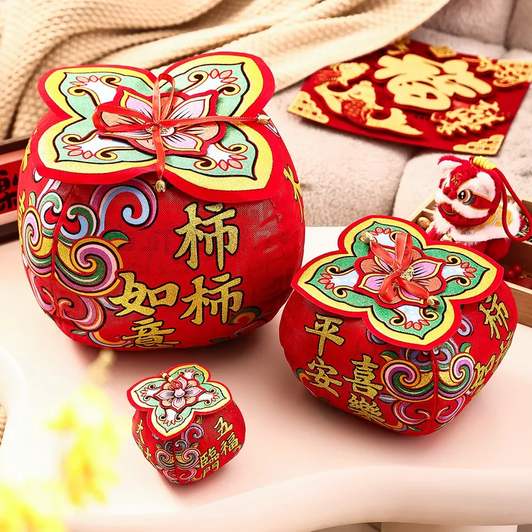 菲寻新年柿柿如意摆件2026马年春节家用客厅场景氛围装饰鞭炮挂件