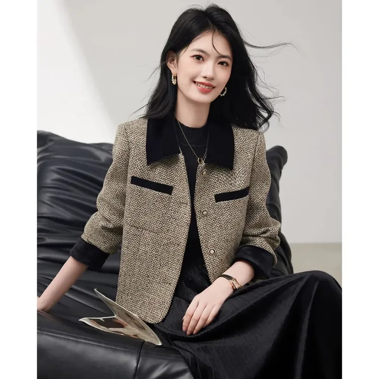 夹棉加厚小香风短外套女秋冬2025新款高级感小个子洋气超好看上衣