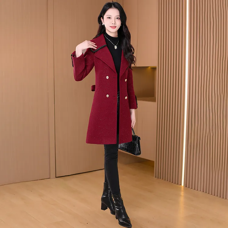 拉夏贝尔杭州意法小香风衣外套女春秋冬季喜婆婆高级感贵夫人大衣