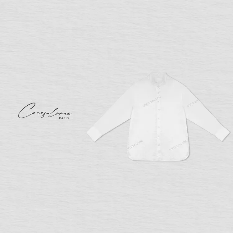 韩彬彬"白月光"时尚冰裂纹理珍珠扣女士气质国风长袖衬衫6163-2