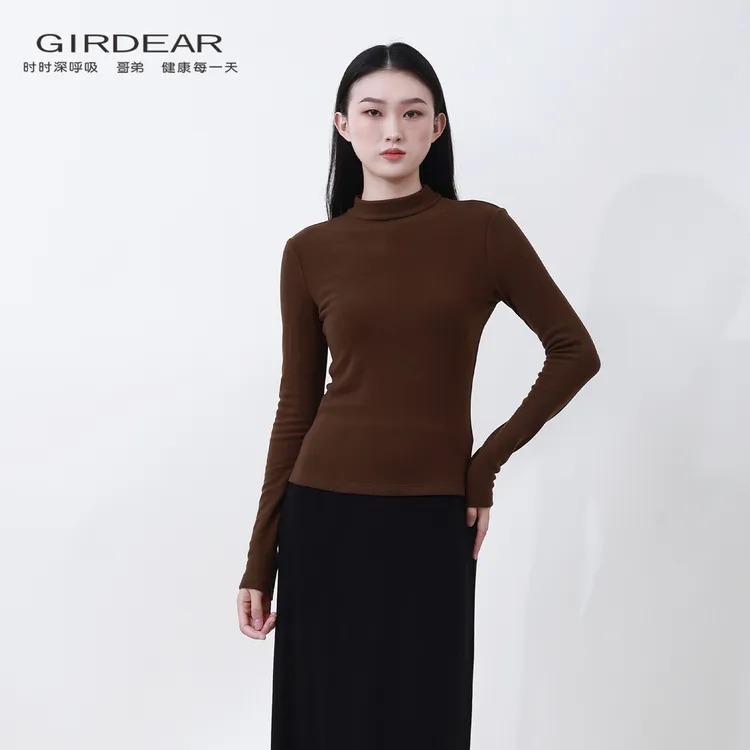 哥弟/GIRDEAR 秋季新款简约百搭休闲上衣显瘦套头长袖T恤女130136