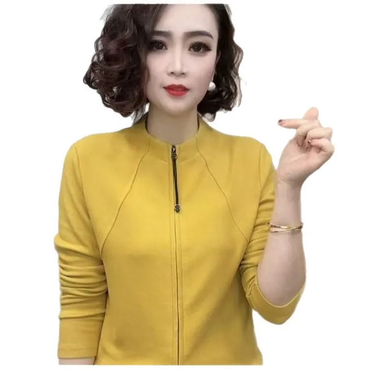 秋冬新款//女士时尚洋气双拉链长袖修身纯色外穿百搭长袖