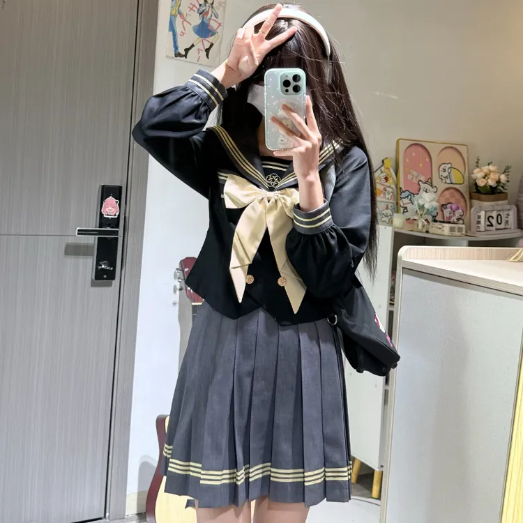 夏日伴禾 夏日穗 原创jk制服套装正版日系水手服学院风百褶短裙女