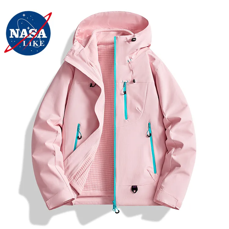 NASA新款春秋季户外冲锋衣男女同款防风防水三合一登山连帽外套潮