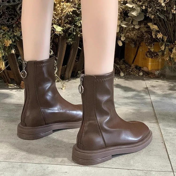 百丽尚熙【断码】软底马丁靴女ins潮2025年春秋新款网红单靴短筒瘦