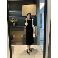 XINYI【可颂小调】秋冬假两件丝绒连衣裙收腰显瘦气质X625Q16154