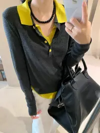 多色囤韩系ins休闲日常撞色假两件polo小衫