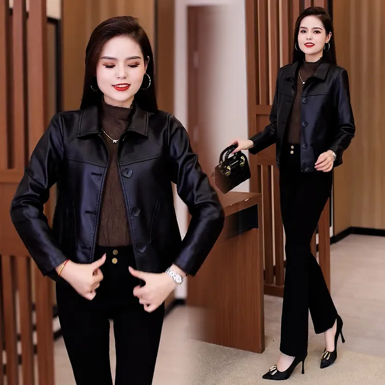 小个子皮衣女装短款外套2025年春秋季新款宽松洋气机车夹克上衣潮