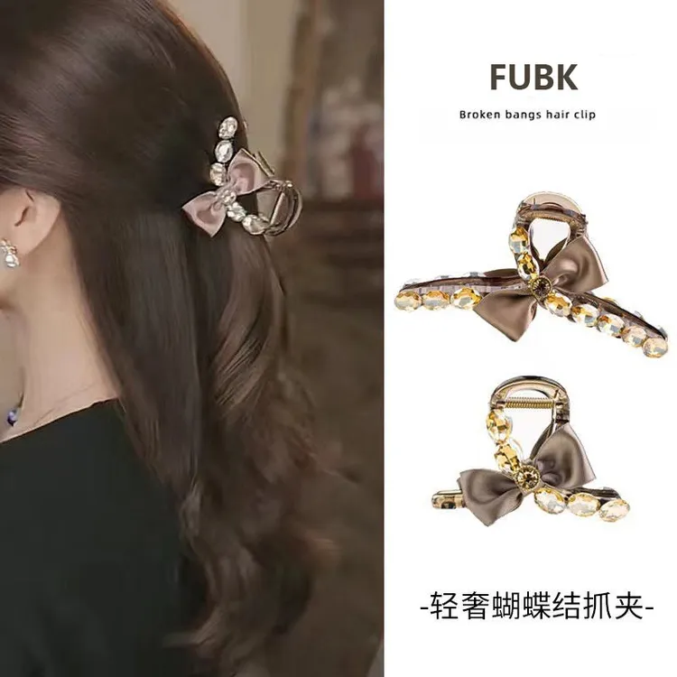 新款网红小步舞曲优雅蝴蝶结抓夹！女后脑勺气质盘发鲨鱼夹子头饰