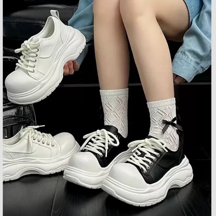 厚底增高大头麦昆鞋女2025春秋季新款时尚百搭舒适圆头休闲鞋dy80
