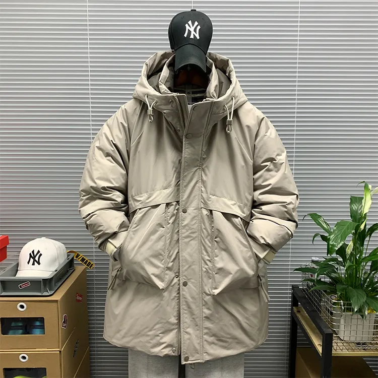 羽绒服外套男款冬季新款中长款防风保暖连帽休闲潮牌派克羽绒夹克