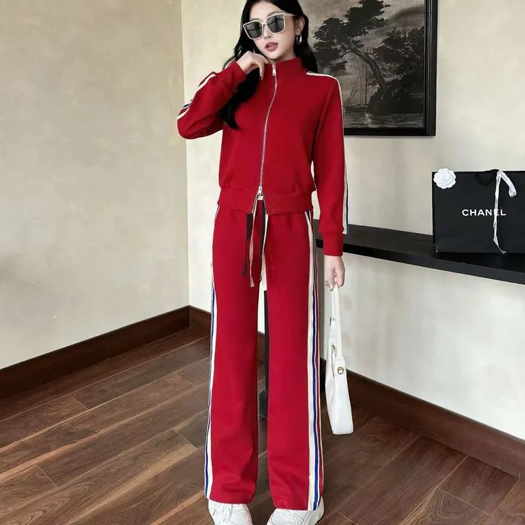 阿罗家立领双拉链开衫卫衣时尚运动套装百搭减龄跑步洋气3296-32