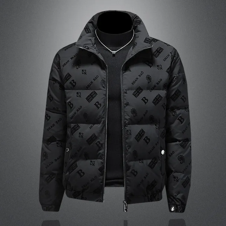 冬季欧洲站轻奢保暖羽绒服男士加厚冬装新款潮流时尚短款立领外套