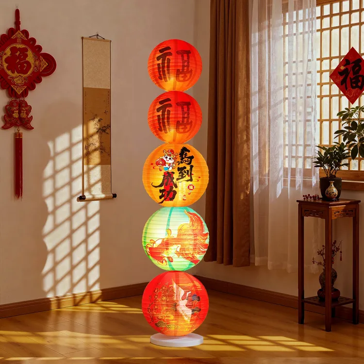 灯笼立柱新年装饰品灯笼串挂饰过年场景布置挂件2026马年春节氛围