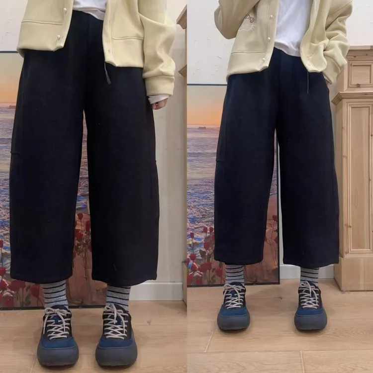 【极简主义】冬季新款 时尚洋气百搭宽松休闲保暖显瘦加绒奶奶裤