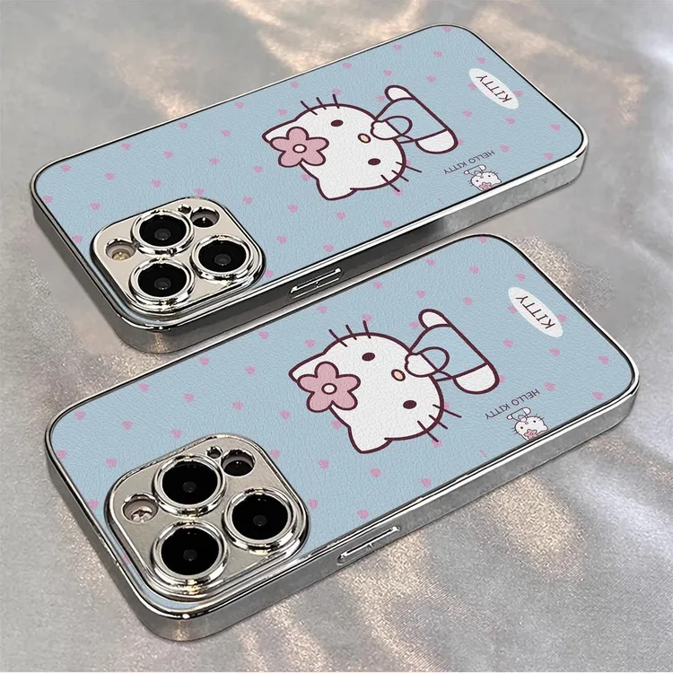 蓝底kt猫咪适用苹果16plus手机壳高级感华为mate70小众荣耀400pro