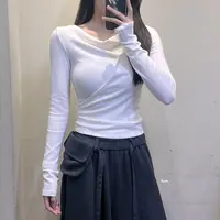 范范与凡凡【纯氧少女】2025秋季新款荡领长袖t恤设计气质别致上衣