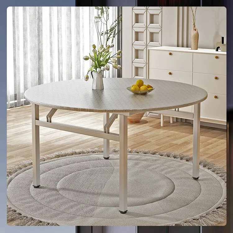 不锈钢桌面圆桌特厚户外可折叠摆摊吃饭家用大排挡不锈钢圆形餐桌