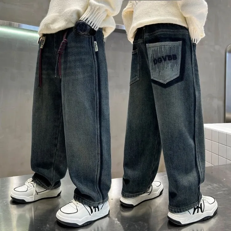 中大童男童新款牛仔裤春秋款牛仔裤秋冬款牛仔裤柔软舒适帅气百搭