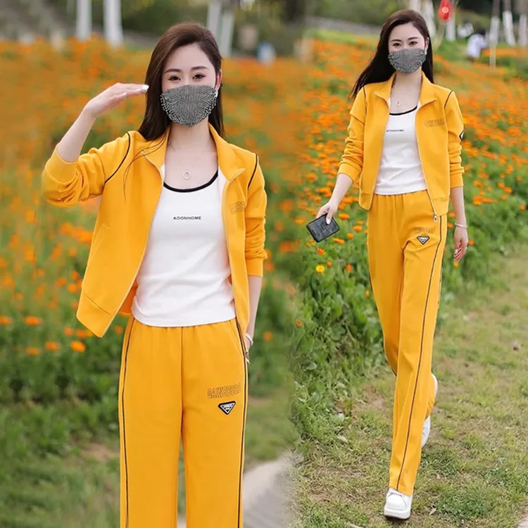 小个子时尚气质运动套装女2025年春秋新款百搭拉链上衣长裤两件套