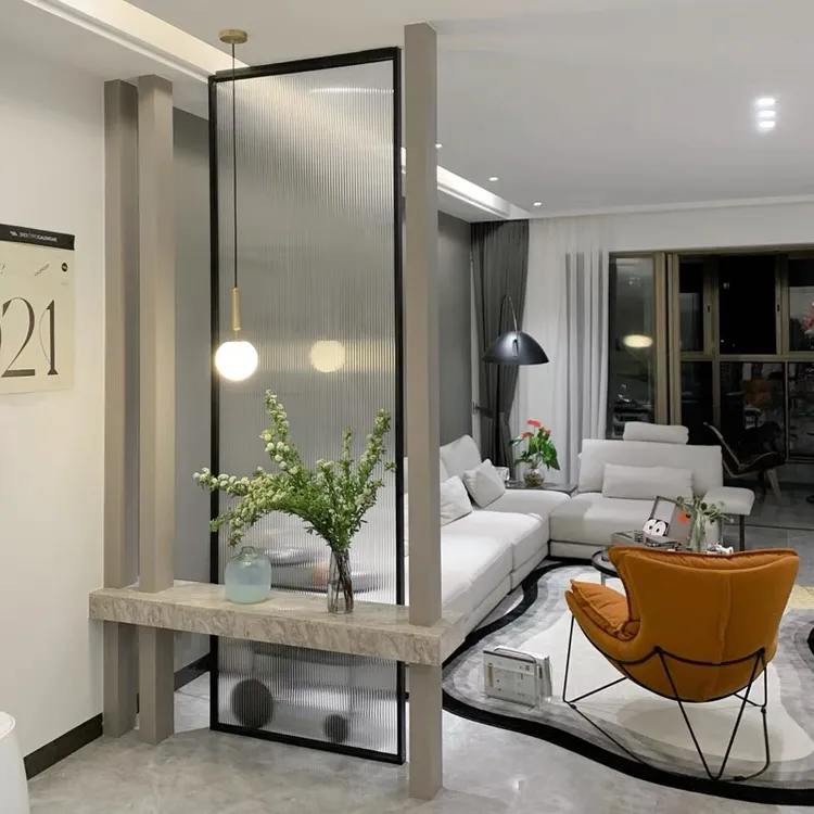 现代简约长虹玻璃屏风隔断客厅遮挡玄关入户门卫生间奶油客厅装饰