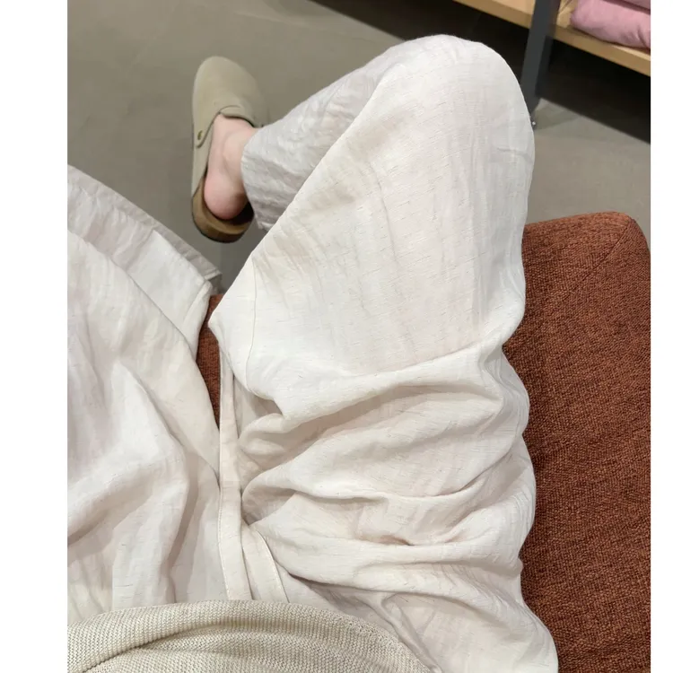 【呼吸亚麻裤】天丝亚麻休闲裤夏季百搭慵懒显瘦弯刀长裤