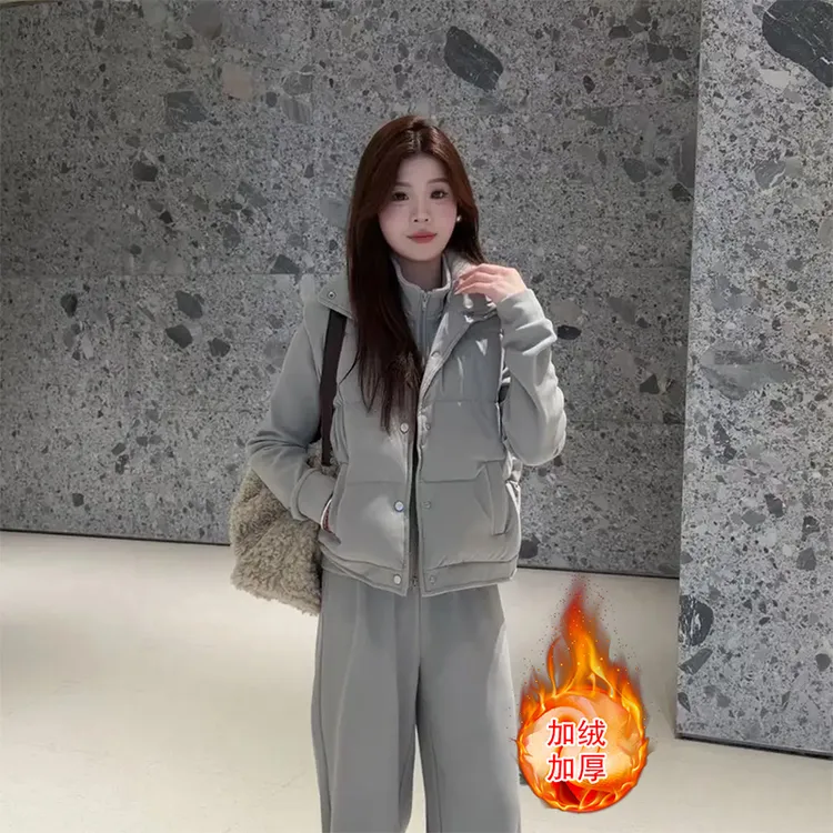 2025秋冬新款加厚保暖卫衣卫裤马甲外套时尚三件套休闲运动套装女