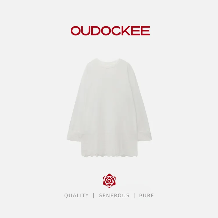 OUDOCKEE 鸥鸥【100棉】蕾丝T 时髦设计感花边长袖 T2503E453T