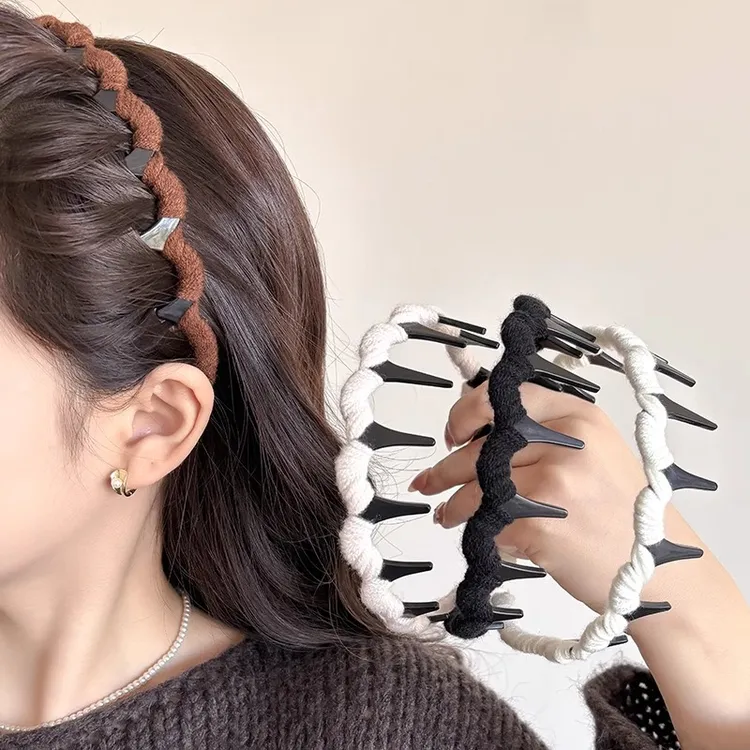毛线缠绕波浪发箍女款高颅顶蓬松神器秋冬高级感气质头箍洗脸发卡