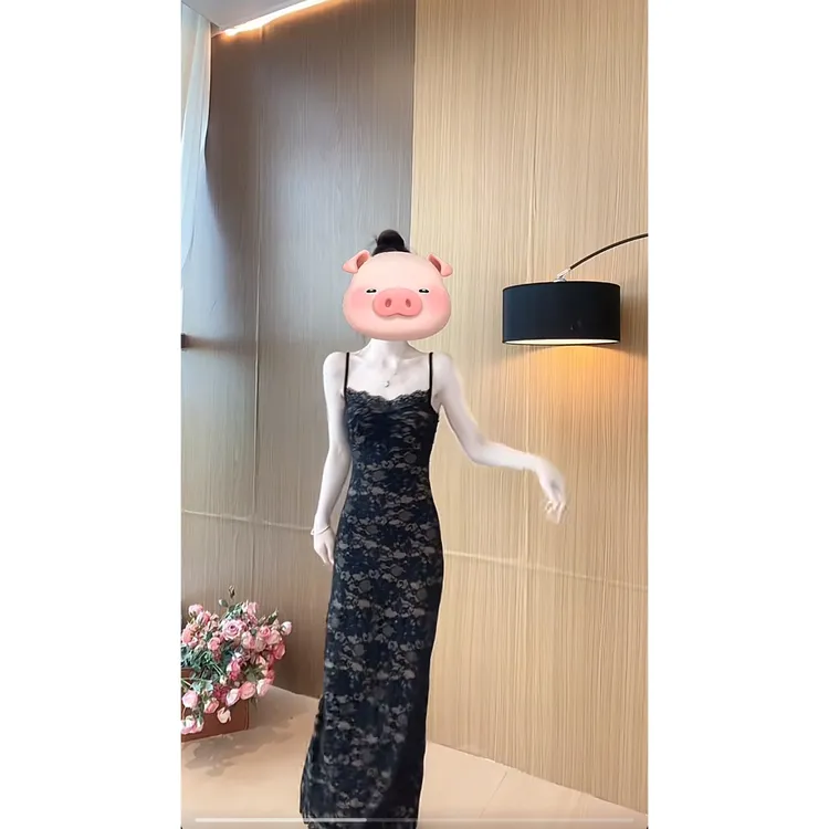 （两件套）气质纯欲新款夏季收腰吊带辣妹连衣裙女套装（无胸垫）