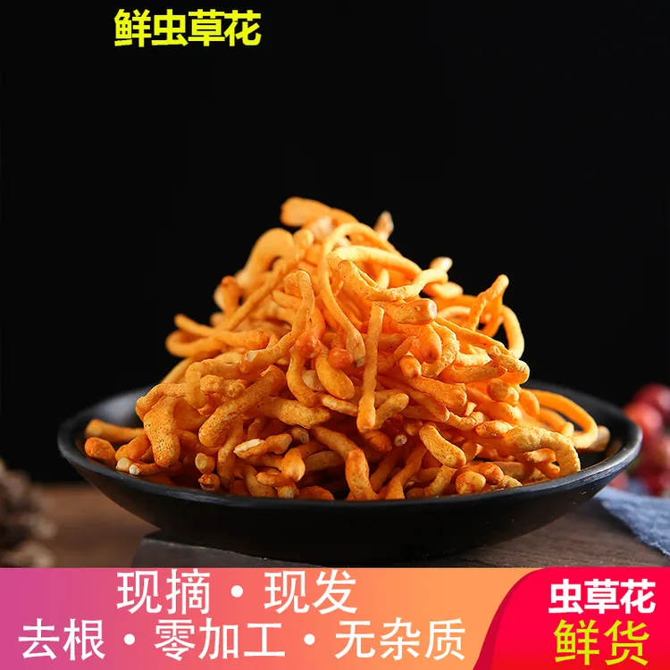 虫草花鲜货湿货现摘现发冷链发货蛹虫草花煲汤食材净重无添加
