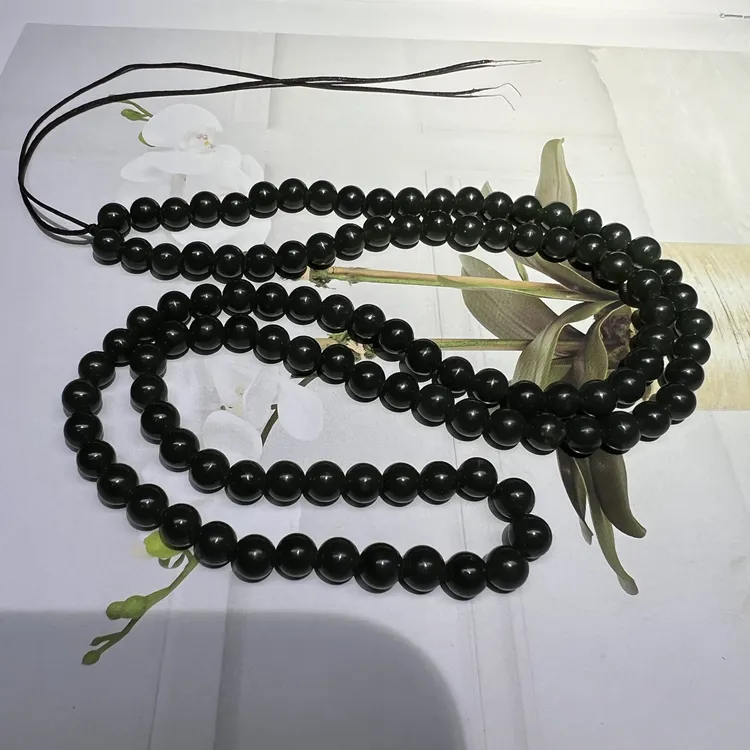 天然和田玉 青玉卡6mm 108颗珠链 吊坠链 多圈手链 男女百搭款